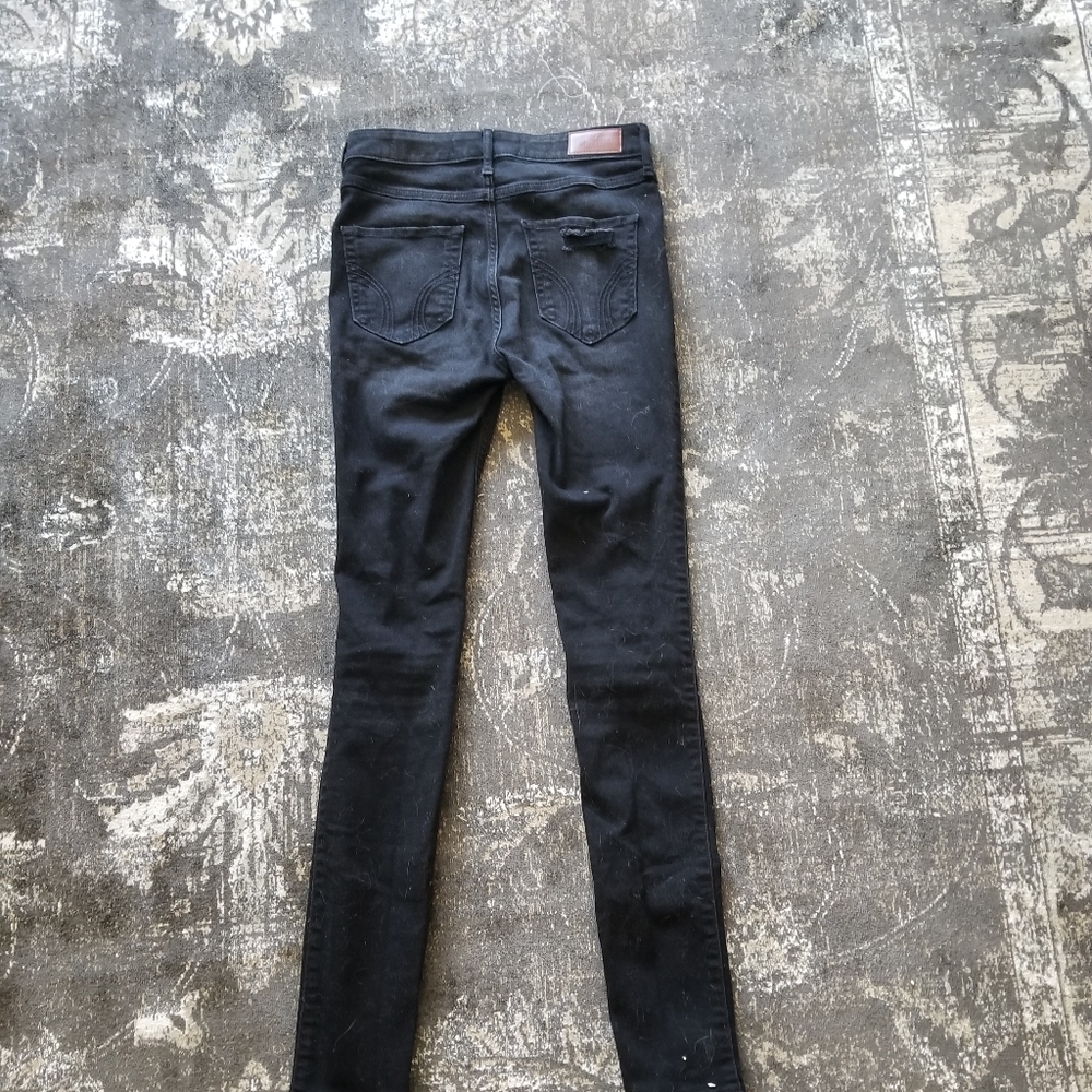 Hollister Ripped Black Denim High Rise Skinny Jeans - Picture 3 of 7